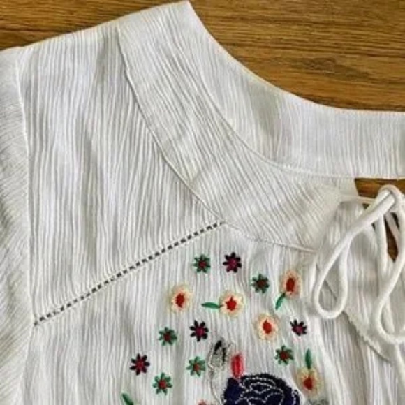 NWT Raga White Embroidered Long Sleeve Romper with Tassel Tie Size S | Bohemian - Picture 5 of 11